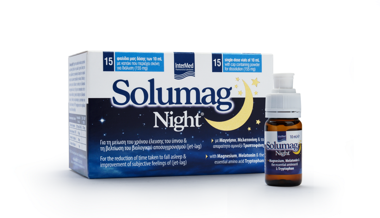 Συμπλήρωμα διατροφής Solumag Night, από την InterMed, για τη μείωση του χρόνου έλευσης του ύπνου & τη βελτίωση του.